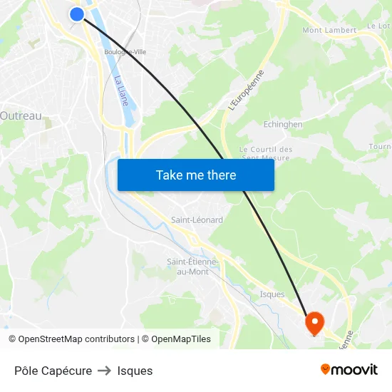 Pôle Capécure to Isques map