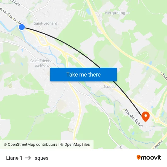 Liane 1 to Isques map