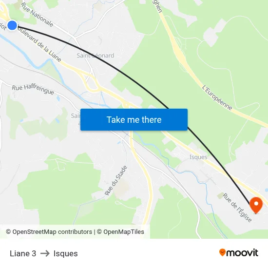 Liane 3 to Isques map