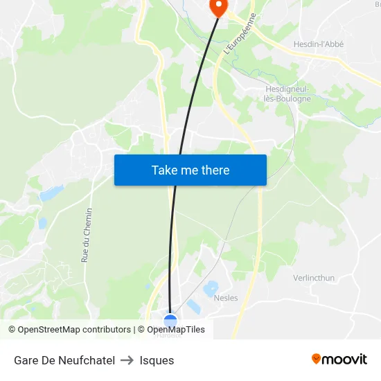 Gare De Neufchatel to Isques map