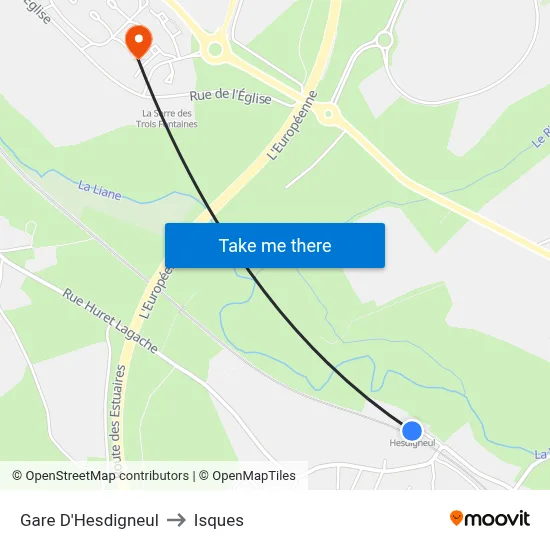 Gare D'Hesdigneul to Isques map