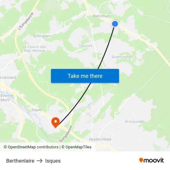Berthenlaire to Isques map