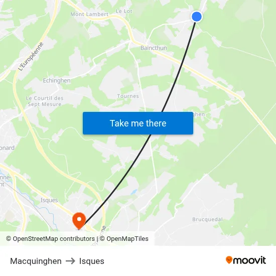 Macquinghen to Isques map