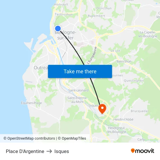 Place D'Argentine to Isques map