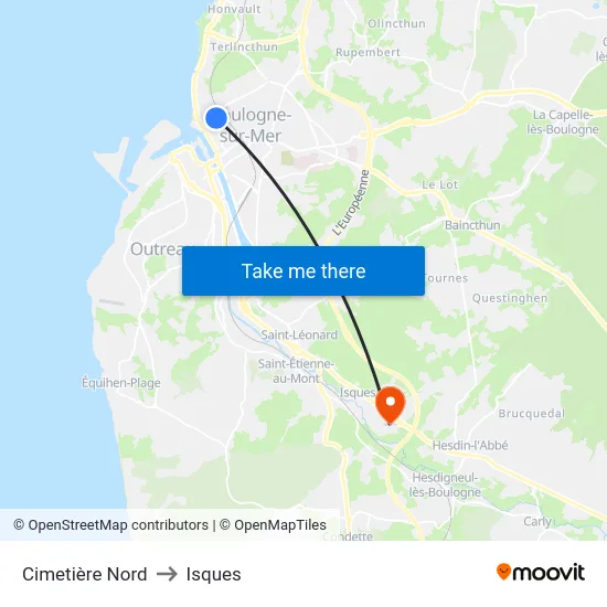 Cimetière Nord to Isques map