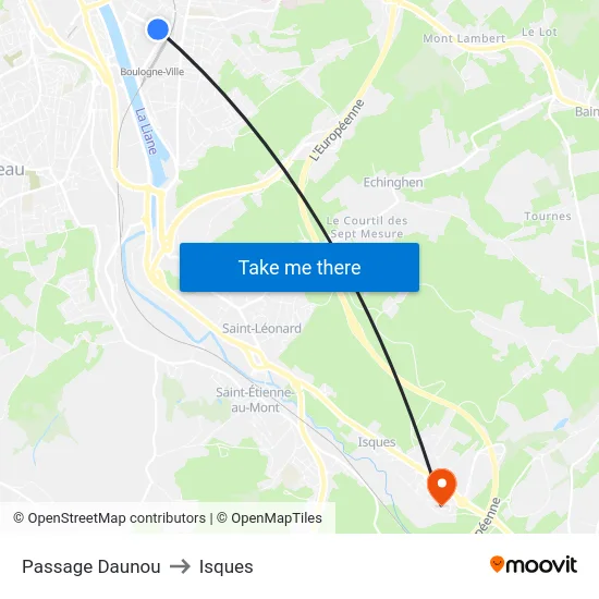 Passage Daunou to Isques map