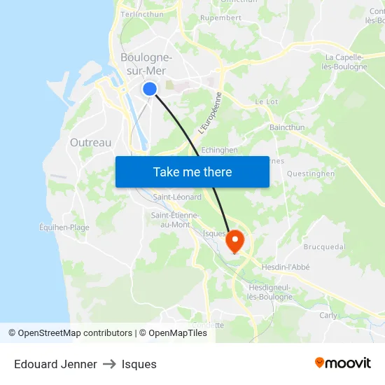 Edouard Jenner to Isques map