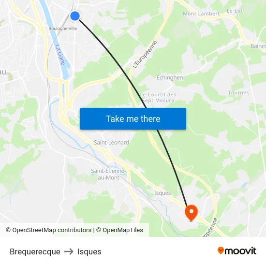 Brequerecque to Isques map