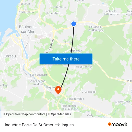 Inquétrie Porte De St-Omer to Isques map