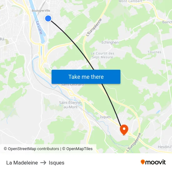 La Madeleine to Isques map