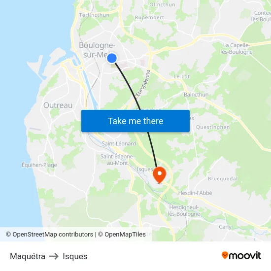 Maquétra to Isques map