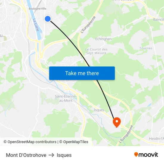 Mont D'Ostrohove to Isques map