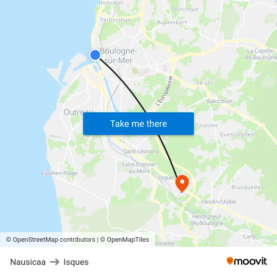 Nausicaa to Isques map