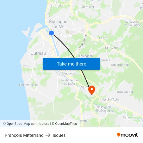 François Mitterrand to Isques map