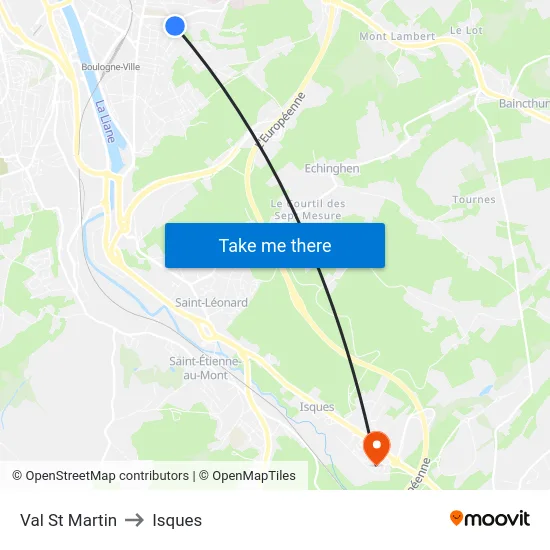 Val St Martin to Isques map