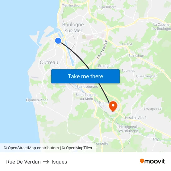 Rue De Verdun to Isques map