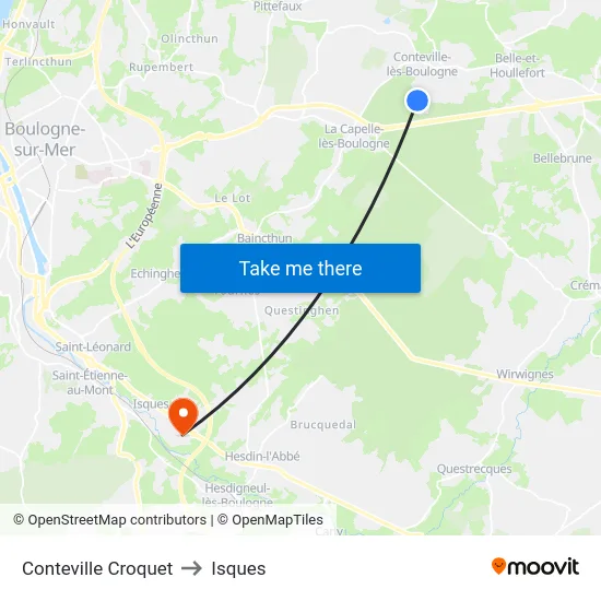 Conteville Croquet to Isques map