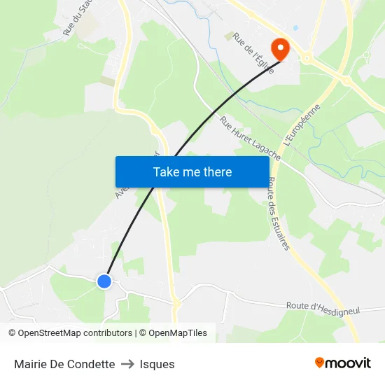 Mairie De Condette to Isques map