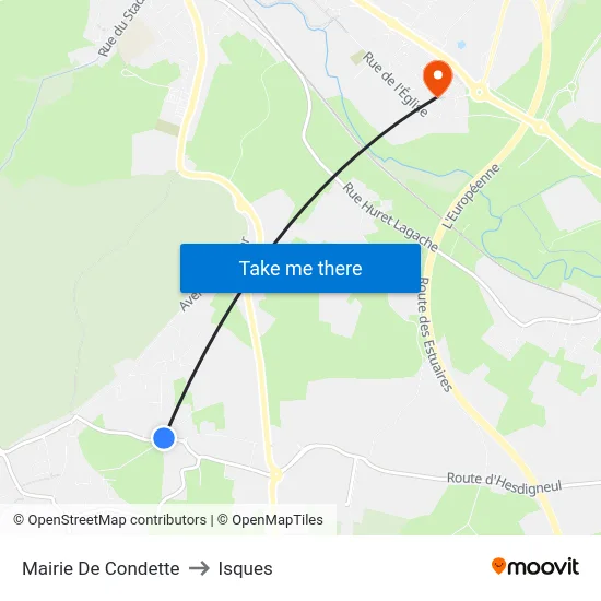 Mairie De Condette to Isques map