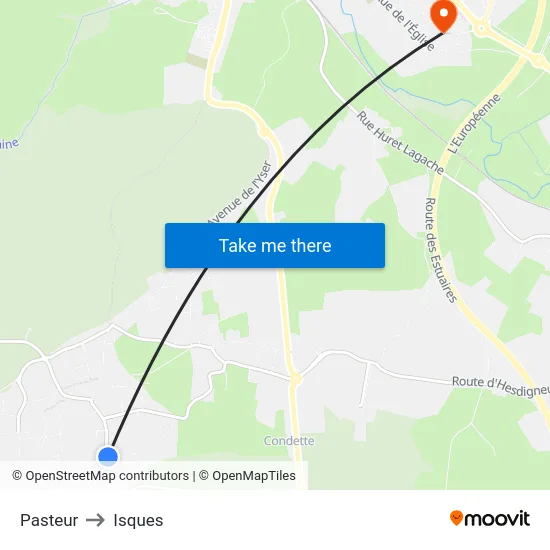 Pasteur to Isques map