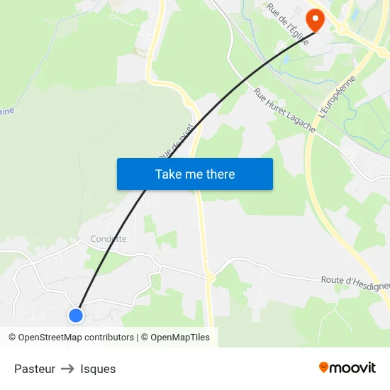 Pasteur to Isques map