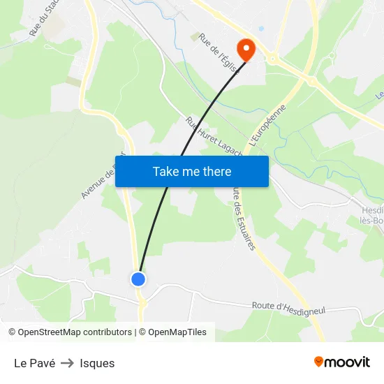 Le Pavé to Isques map