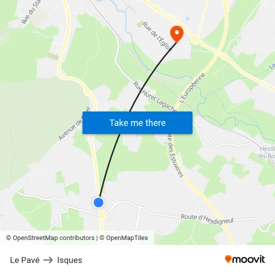 Le Pavé to Isques map