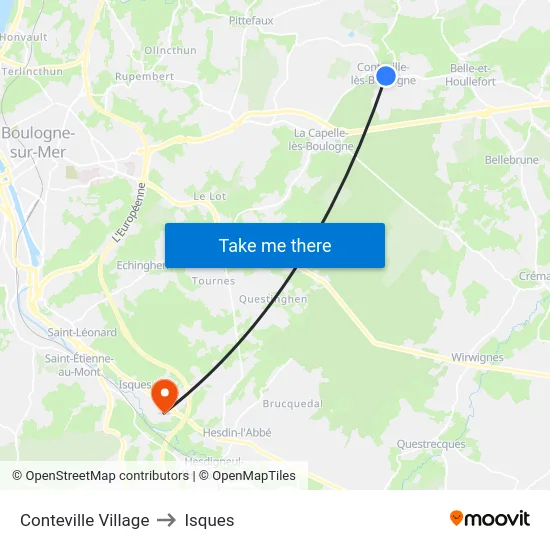 Conteville Village to Isques map