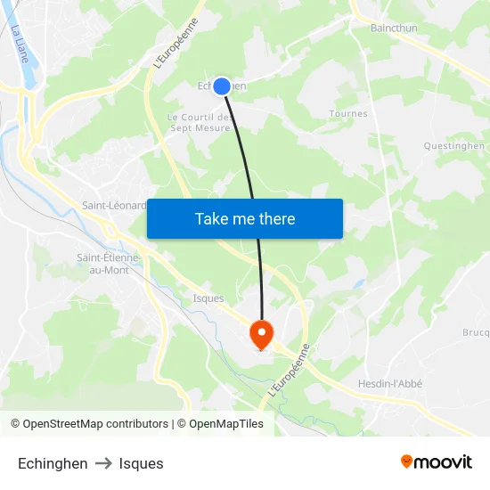 Echinghen to Isques map