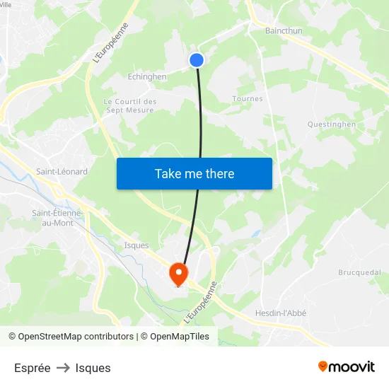 Esprée to Isques map