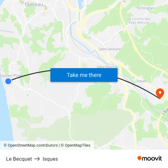 Le Becquet to Isques map