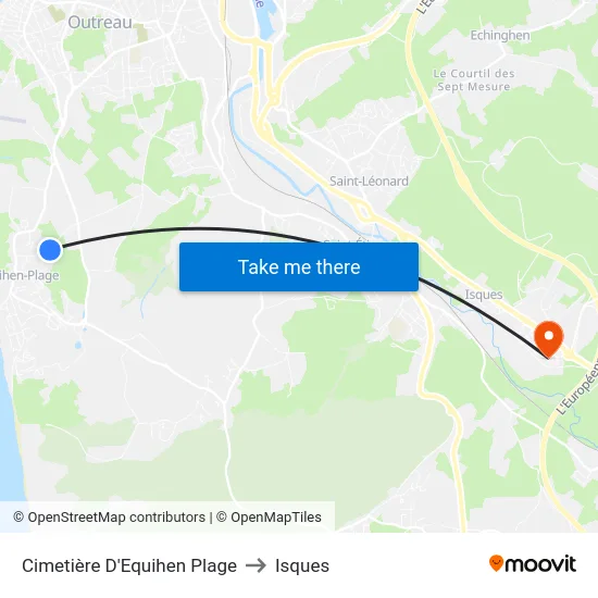 Cimetière D'Equihen Plage to Isques map