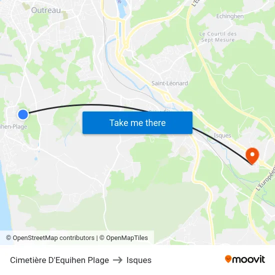 Cimetière D'Equihen Plage to Isques map