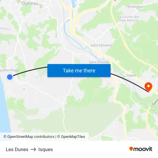 Les Dunes to Isques map