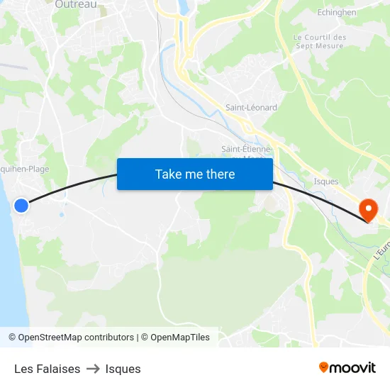 Les Falaises to Isques map