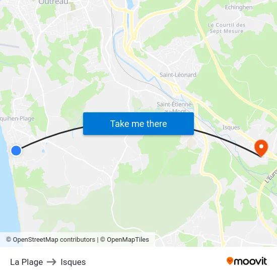 La Plage to Isques map