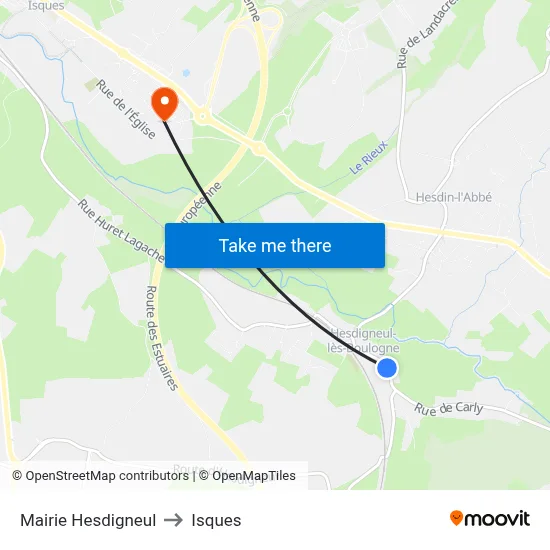 Mairie Hesdigneul to Isques map