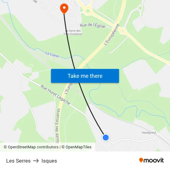 Les Serres to Isques map