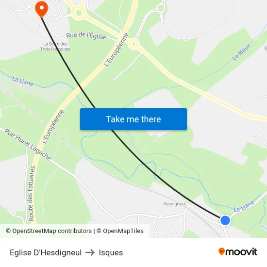 Eglise D'Hesdigneul to Isques map