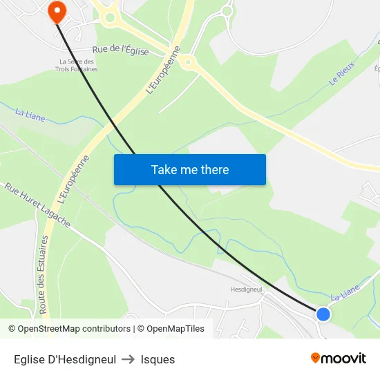Eglise D'Hesdigneul to Isques map