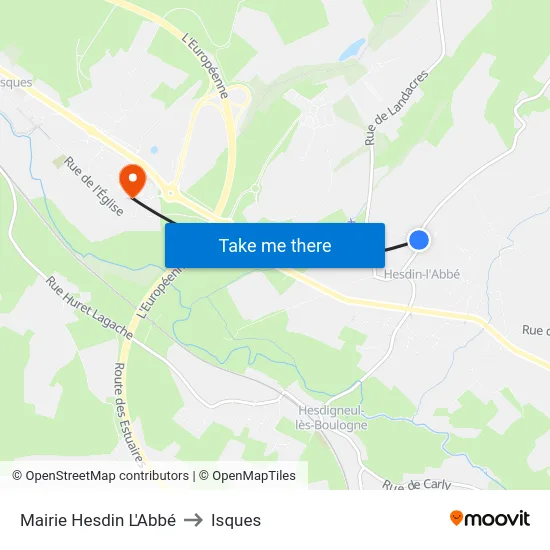 Mairie Hesdin L'Abbé to Isques map