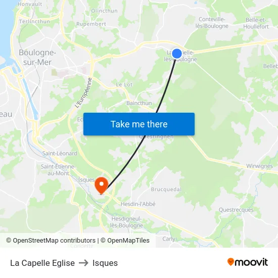 La Capelle Eglise to Isques map