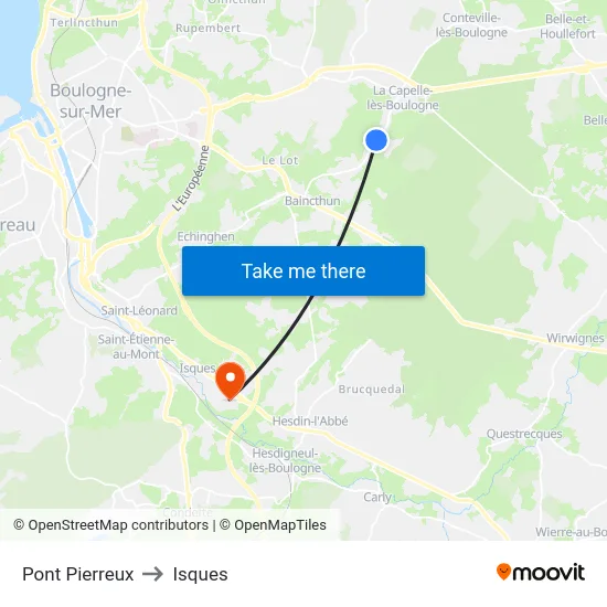 Pont Pierreux to Isques map