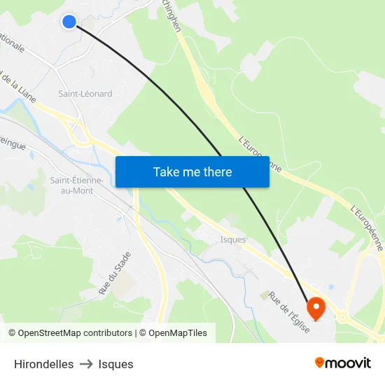 Hirondelles to Isques map