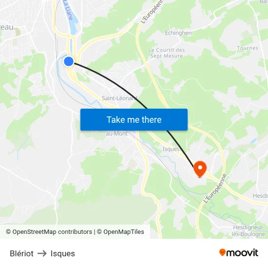 Blériot to Isques map