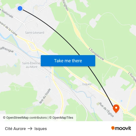 Cité Aurore to Isques map