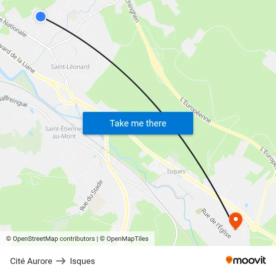Cité Aurore to Isques map