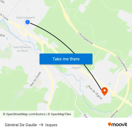 Général De Gaulle to Isques map