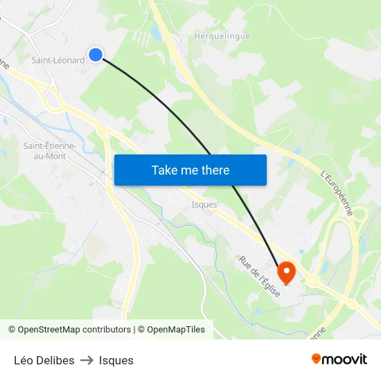 Léo Delibes to Isques map
