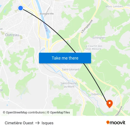 Cimetière Ouest to Isques map